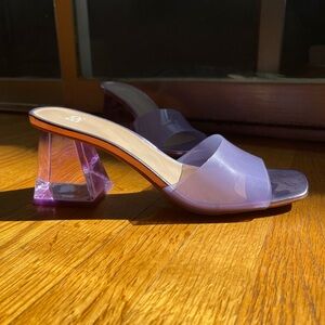 BP Acrylic Slide Sandal Heels in Lavender/Lilac Purple size W10